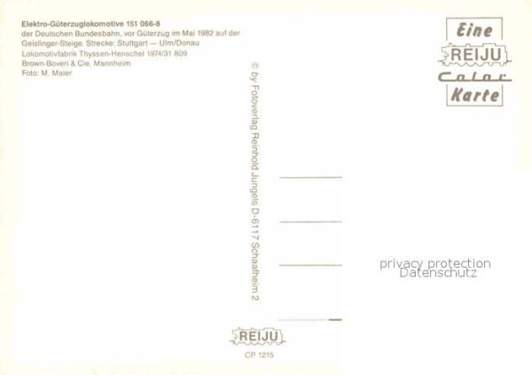 Eisenbahn Elektro-Güterzuglokomotive 151 066-8 De – Bild 2