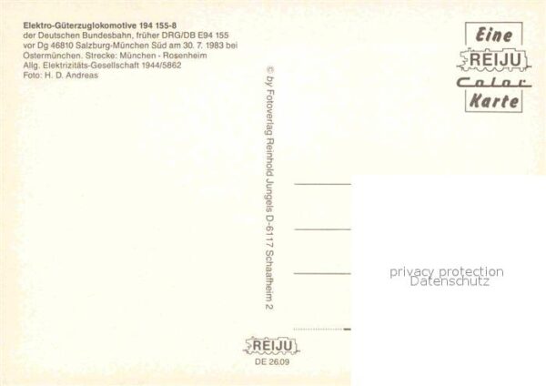 Eisenbahn Elektro-Güterzuglokomotive 194 155-8 De – Bild 2