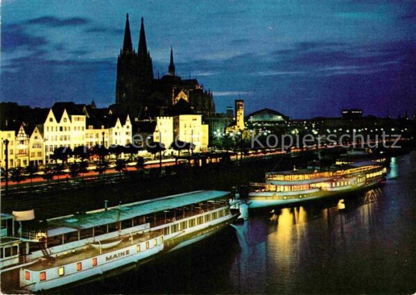 Dampfer Seitenrad Mainz Köln am Rhein Rheinufer Dom