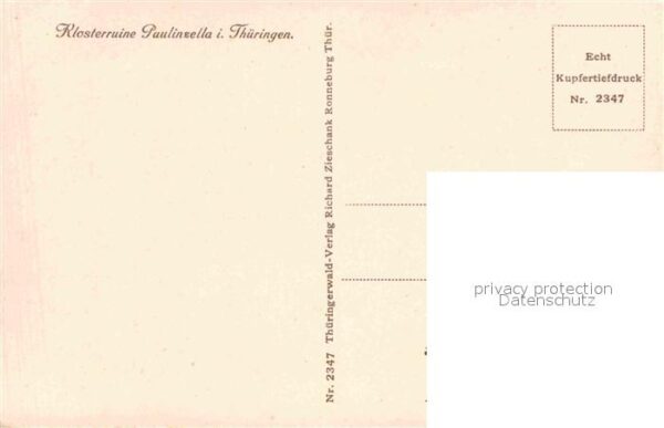 Paulinzella Klosterruine Kupfertiefdruck – Bild 2