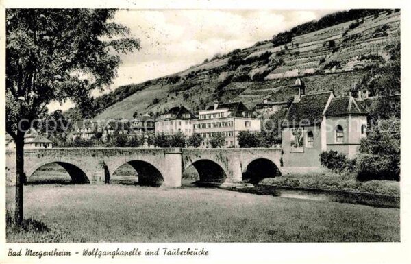 Bad Mergentheim Wolfgangkapelle und Tauberbrücke