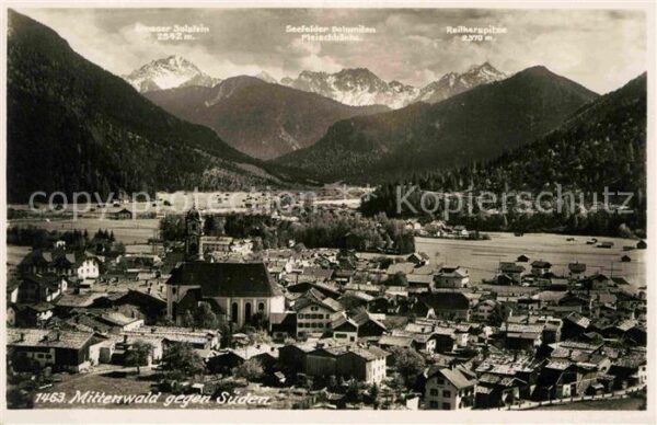 Mittenwald Bayern Blick gegen Süden Alpenpanorama