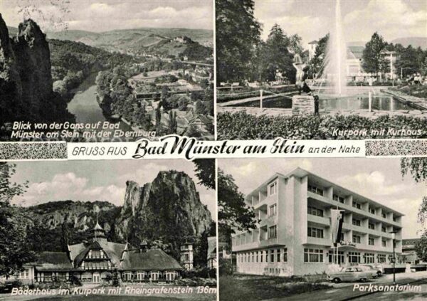 Bad Muenster Stein Ebernburg Panorama Blick von der Gans Kurpark Kur