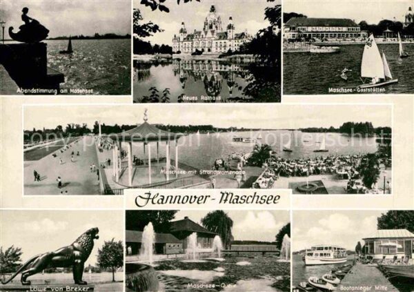 Hannover Abendstimmung am Maschsee Rathaus Gasts