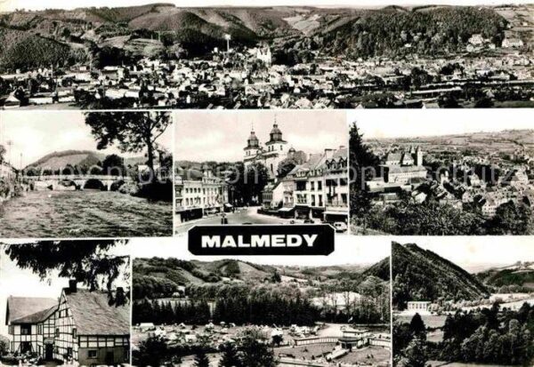 Malmedy Wallonie Panorama Brücke Kirche Schloss Fachwerk