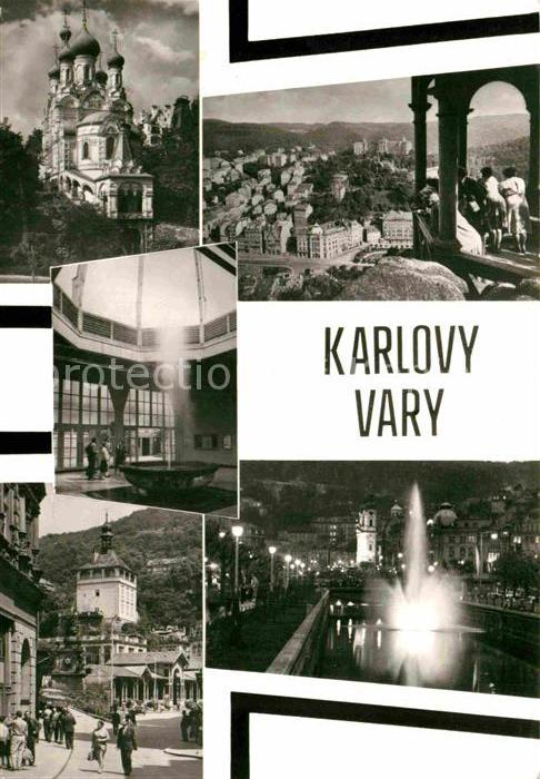 Karlovy Vary Russische Kirche Stadtblick Sprudel Mar