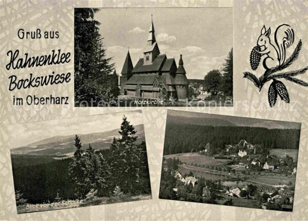 Hahnenklee-Bockswiese Harz Holzkirche Panorama Blick von der Schal