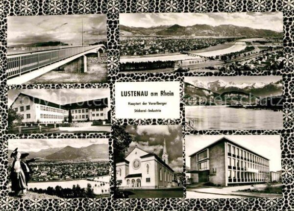 Lustenau Rhein Brücke Landschaftspanorama Alpen