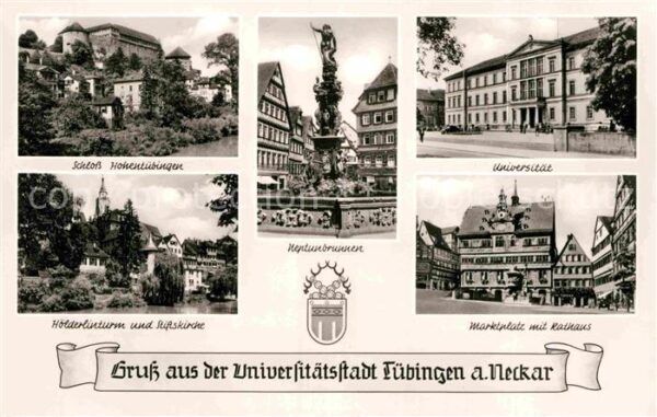 Tuebingen Marktplatz Rathaus Neptunbrunnen