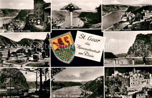 St Goar Schloss Rheinfels Blick vom Pilz Lorele
