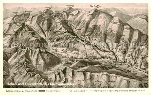 Kleinwalsertal Relief- und Tourenkarte
