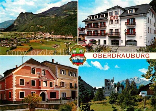 Oberdrauburg Kaernten Gesamtansicht Rathaus Ruine Hohenburg P