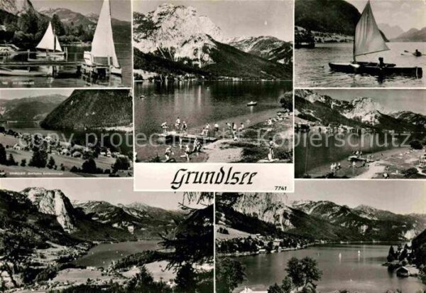 Grundlsee Steiermark Panorama Segelboote Strandbad