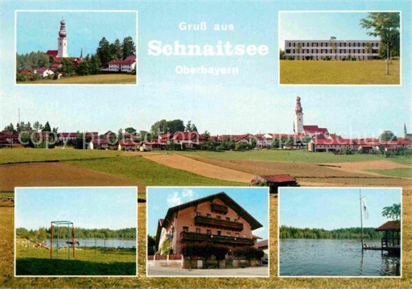 Schnaitsee Ortsansicht mit Kirche Schule Badesee