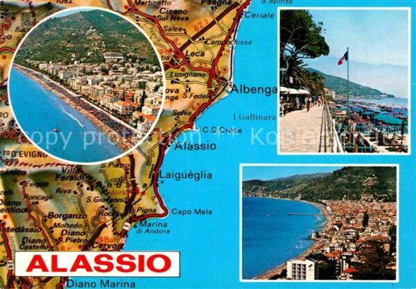 ALASSIO Savona Liguria IT Panorama Uferpromenade Fliegeraufnahme