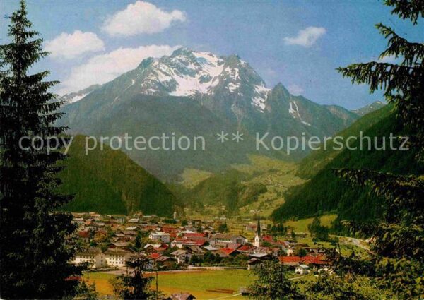 Mayrhofen Zillertal Panorama Luftkurort mit Grünberg Ziller
