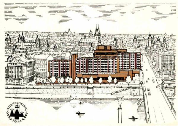 Praha Prahy Prague Hotel Intercontinental Illustration