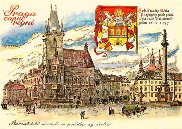 Praha Prahy Prague Staromestske namesti na pocatku 19. sto