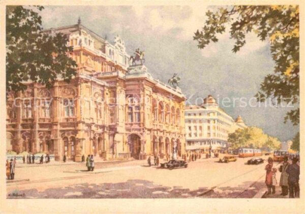 Wien Staatsoper nach Aquarell von Karl Schwe