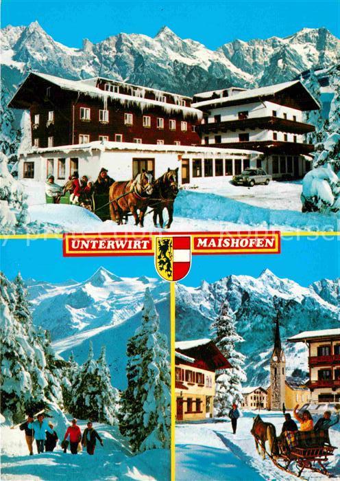Maishofen Gasthof Unterwirt Pferdeschlitten Winte