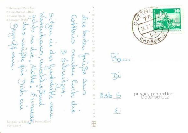 Cottbus Konsument Warenhaus Ernst Thälmann Plat – Bild 2