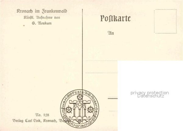Kronach Oberfranken Bamberger Tor No. 128 Stempel Burgwart – Bild 2