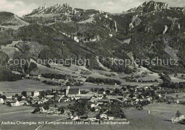 Aschau Chiemgau Panorama mit Kampenwand Scheibenwand Ch