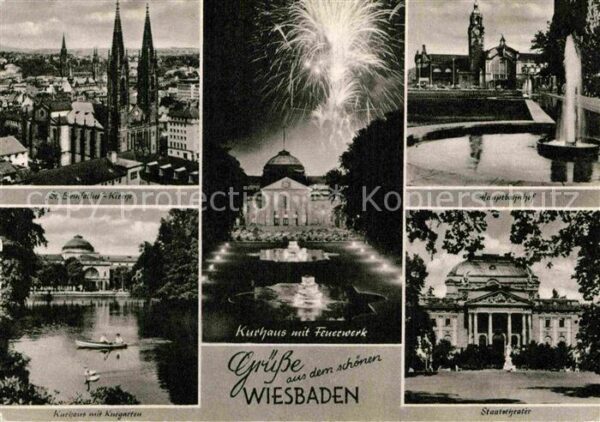 Wiesbaden St Bonifatiuskirche Kurhaus Feuerwerk H