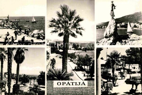 Opatija Abbazia Strand Promenade Palmen Statue Mädchen