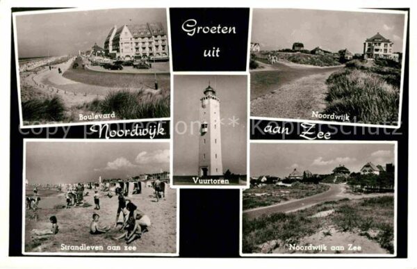 Noordwijk aan Zee  Leuchtturm Boulevard Strand Teilansicht