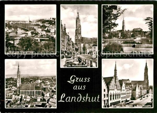 Landshut Isar Blick vom Klausenberg Sankt Martinskirc