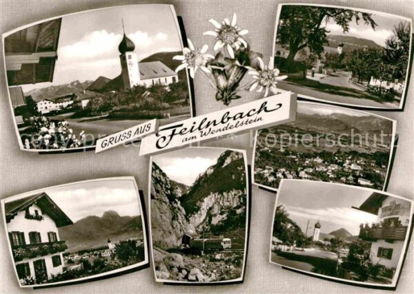 Feilnbach Bad Kirche Teilansicht Bergbahn Panorama