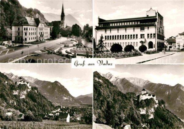 Vaduz Kirche Platz Burg Teilansicht