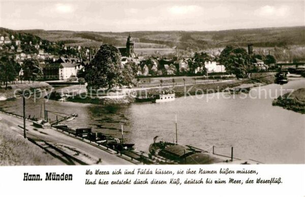 Hann. Muenden Zusammenfluss von Werra und Fulda zur W