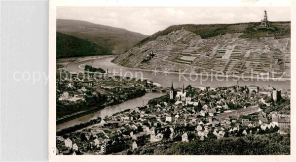 Bingen Rhein Panorama mit Bingerbrück Nationaldenkma