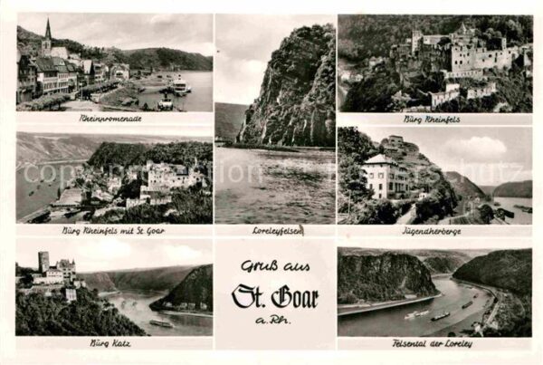 St Goar Rheinpromenade Burg Rheinfels Burg Katz