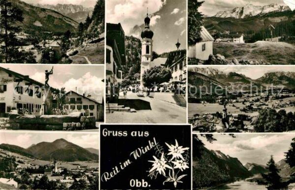 Reit Winkl Gesamtansicht mit Alpenpanorama Brunnen