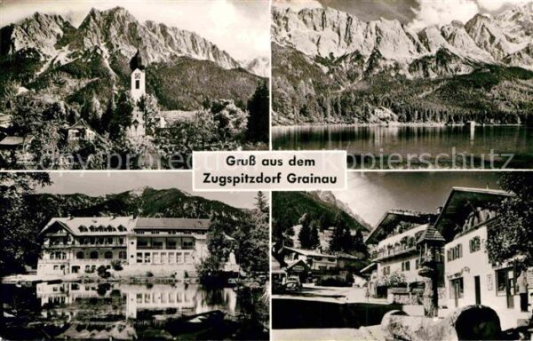 Grainau Dorfpartie mit Kirche Zugspitzdorf Wett
