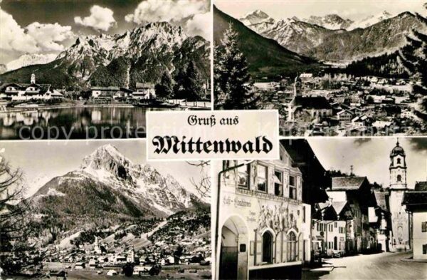 Mittenwald Bayern Gesamtansicht mit Alpenpanorama Hauptst