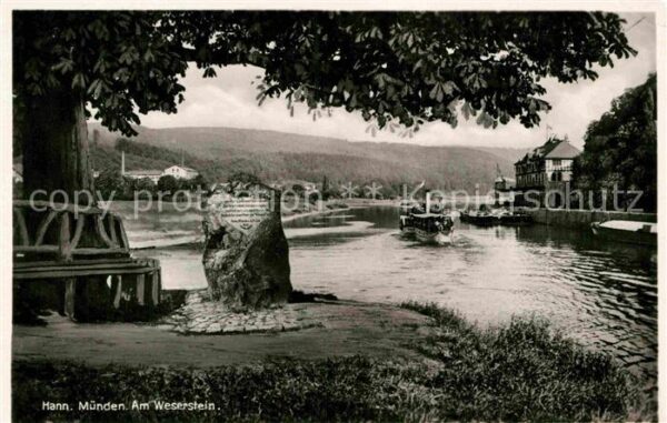 Hann. Muenden Weserstein Zusammenfluss von Werra und