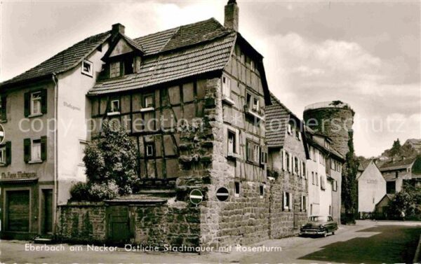 Eberbach Neckar Östliche Stadtmauer mit Rosenturm