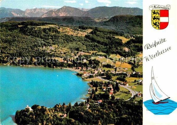 Reifnitz Woerthersee mit Karawanken Fliegeraufnahme