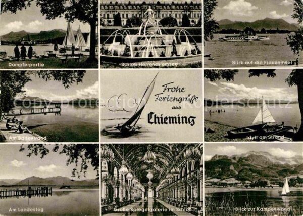 Chieming Chiemsee Dampfer Badestrand Landesteg Schloss He