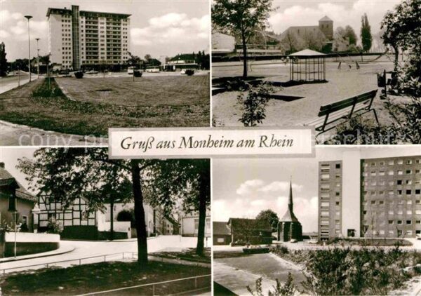 Monheim Rhein Teilansichten Hochhaus Kinderspielplatz