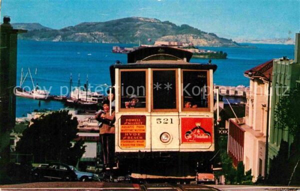 San Francisco California Cable Car Hyde Street Hill Alcatraz San