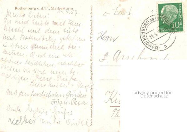 Rothenburg Tauber Markusturm Künstlerkarte – Bild 2