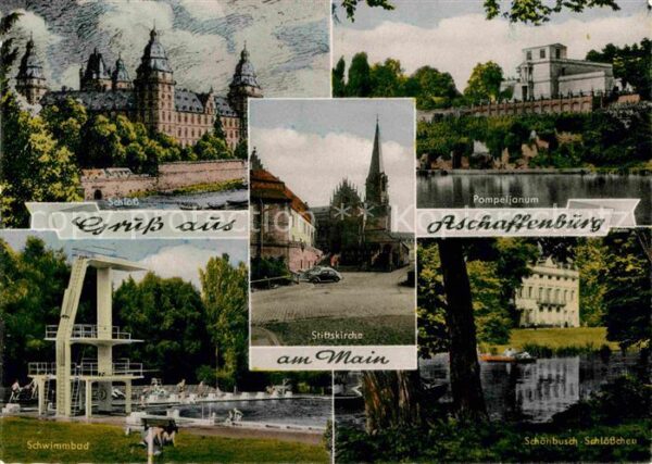 Aschaffenburg Main Schloss Schwimmbad Freibad Stiftskirche