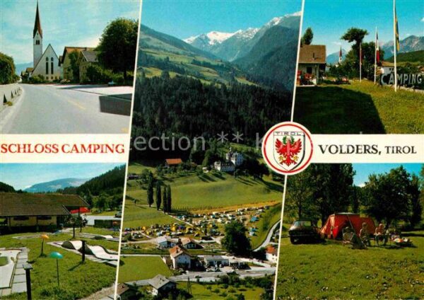 Volders Hauptstrasse mit Kirche Schloss Camping