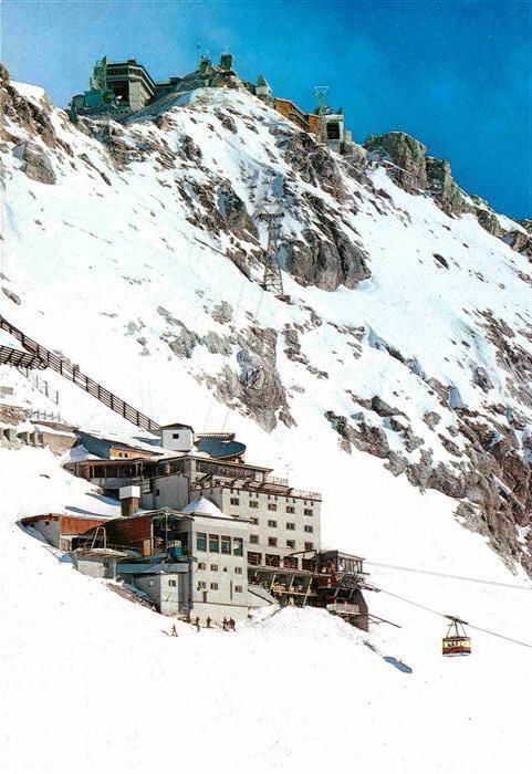 Zugspitze mit Hotel Schneefernerhaus Bergbahn Gip