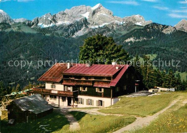 Garmisch-Partenkirchen Berggasthof Eckbauer Blick auf Alpspitz